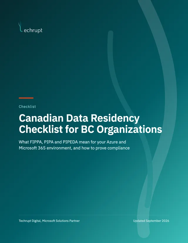 Cover of Canadian Data Residency Checklist for BC Organizations